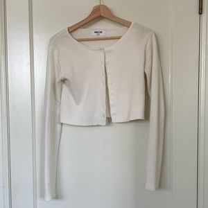 Cropped white cardigan